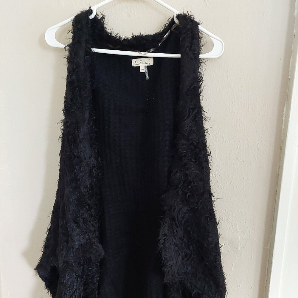 C O C Clothing Obessed Company Black Fuzzy Knit Vest